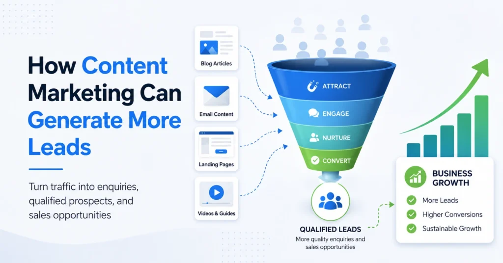Learn how content marketing can generate more leads with a practical step-by-step strategy that turns traffic into enquiries and qualified prospects.